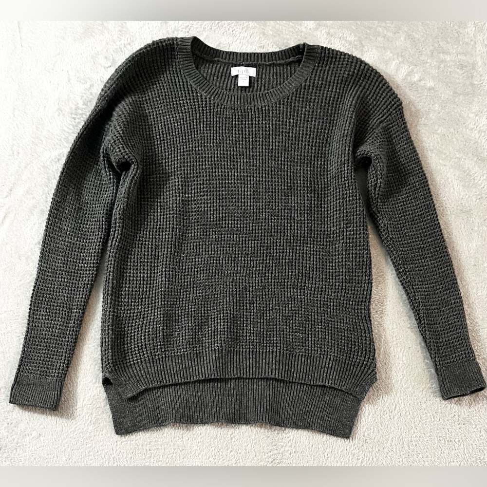 J.‎ Jill Small Pullover Sweater Gray Textured Tunic 100% Polyester EUC